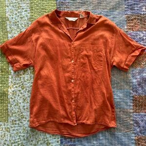 Rust Orange Button-Up Shirt